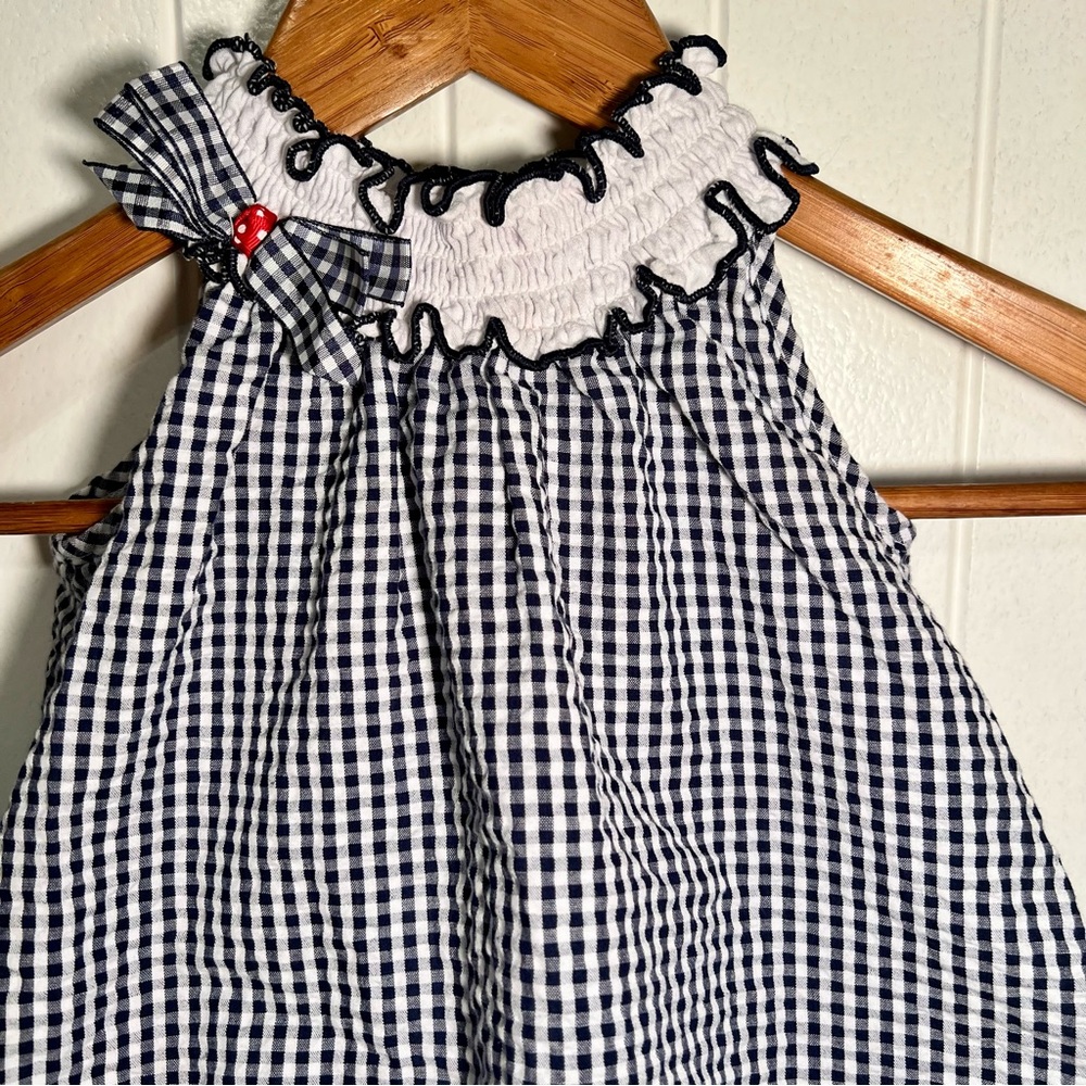 Rare Editions Blue and White Bubble Romper 12 Months